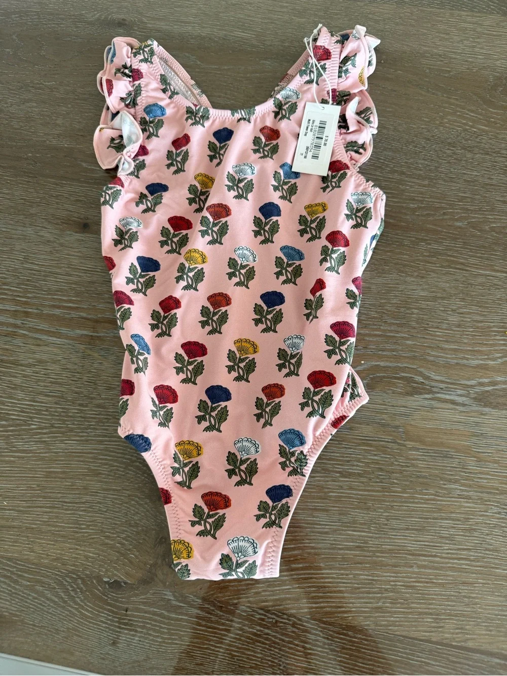 Pink Chicken Pink Floral Ruffle-Shoulder One-Piece Swimsuit